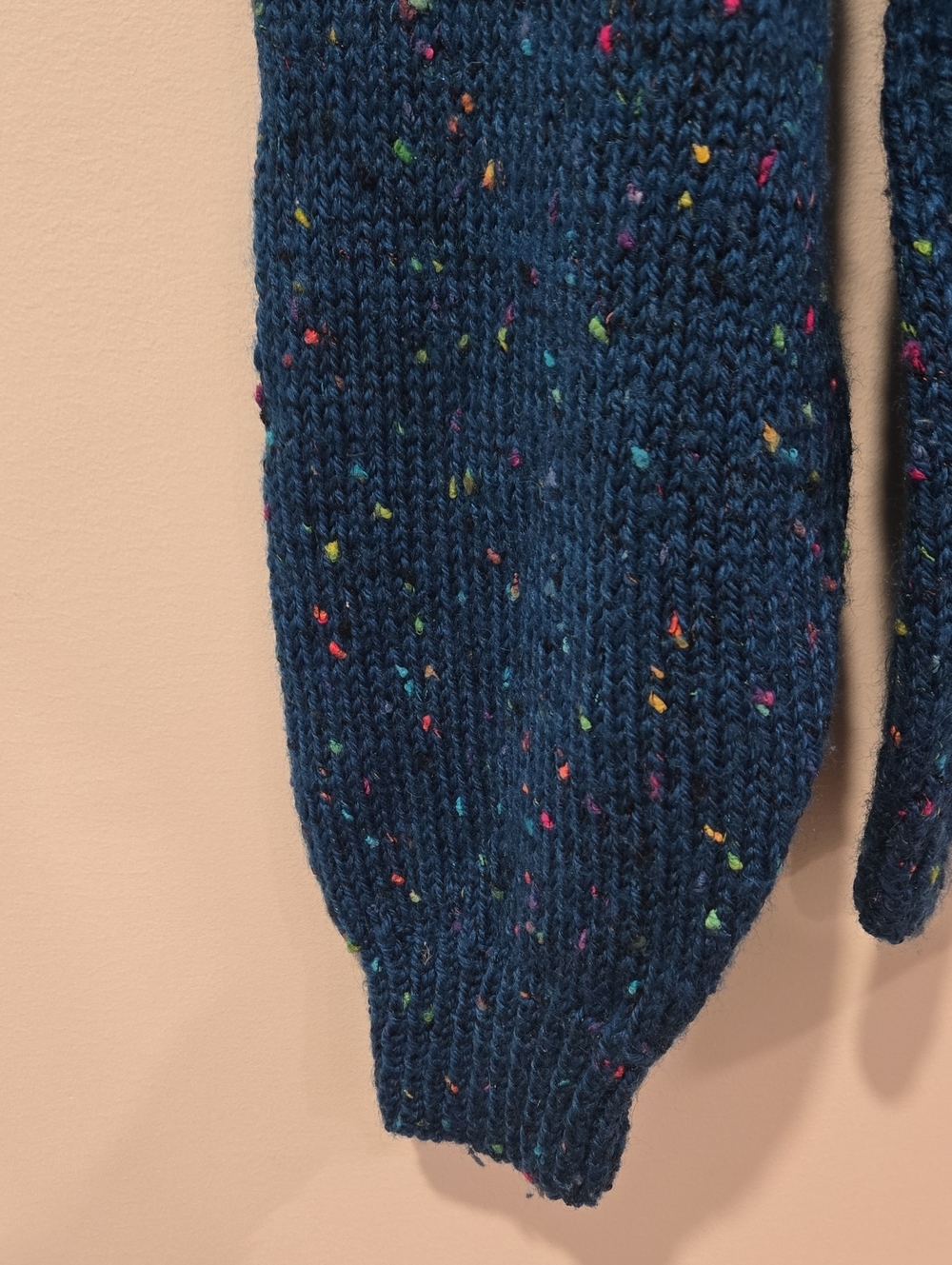 Vintage Handknit Blue Speckled Crewneck Sweater - Women's - Picture 3 of 6